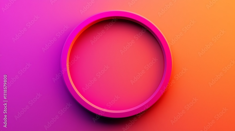Poster a vibrant, circular shape against a gradient background of pink and orange hues, creating a modern a