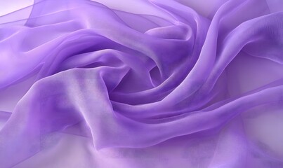Fototapeta premium Draped lilac sheer fabric with soft folds and wrinkles.