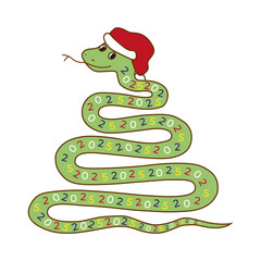 Happy Chinese new year 2025 greeting card with cute snake with santa hat