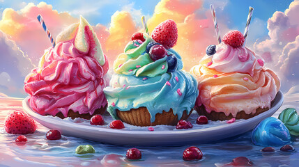 Frozen dessert euphoria. Euphoria. Illustration
