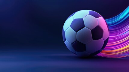 Naklejka premium Dynamic soccer ball motion sports arena digital art futuristic background close-up view energy concept for engagement