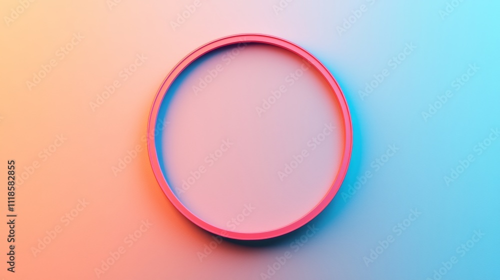 Poster a vibrant circular frame with a gradient background, featuring soft pink and blue hues, creating a m