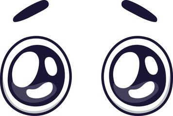 Two large cartoon eyes looking worried, with raised eyebrows and pupils shaped to express concern, creating a funny and expressive facial feature