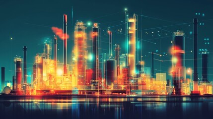 Creative graphic design showing next-gen energy, oil, and petrochemical industries.