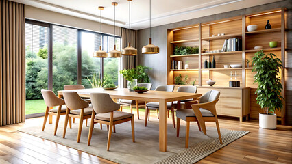 Fototapeta premium Interior design of modern scandinavian apartment, living room 3d rendering