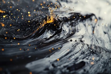 Oil splashes close-up, Generative AI