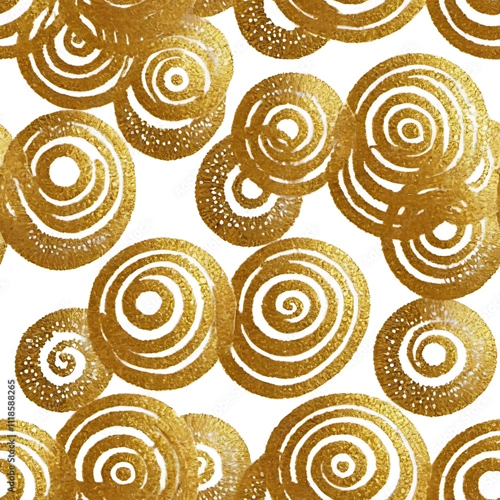 Poster golden swirls: abstract seamless pattern with glittering gold swirls on a white background. this tre