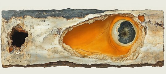 Fototapeta premium Textured crosssection of gallbladder wall layers showcasing capacity for bile storage