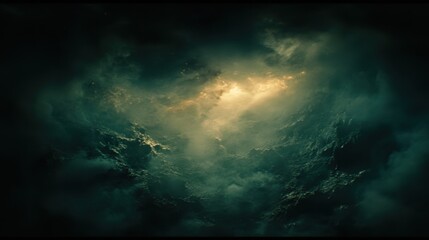 Fototapeta premium Dark clouds with light piercing through.