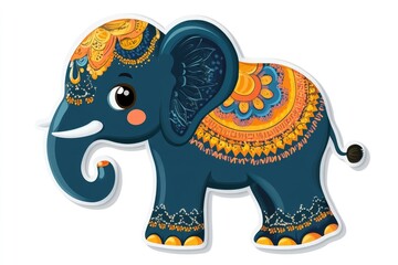 Fototapeta premium Vibrant Indian Elephant Clip Art Sticker