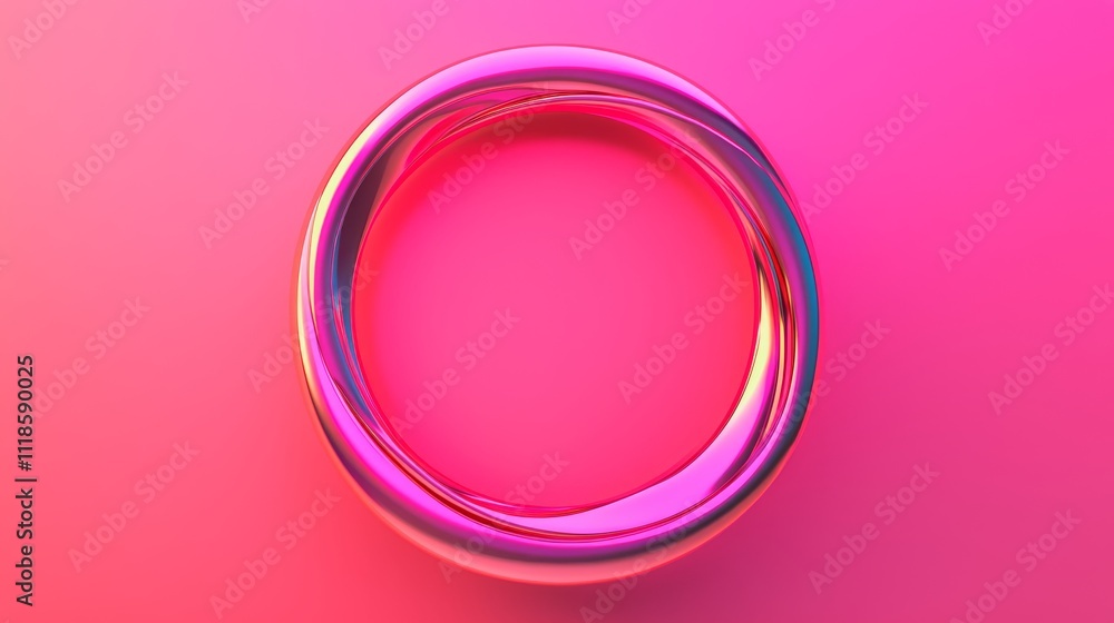 Poster a shiny, circular object with a gradient of pink hues, set against a vibrant pink background, creati