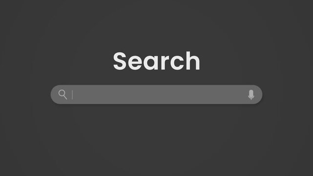 Interactive Search Bar with Cursor Click, on Dark Background
