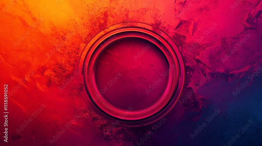 Poster a vibrant, abstract image featuring a circular shape at its center, surrounded by a gradient of warm