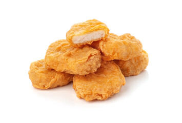 Fried chicken nuggets isolated on white background
