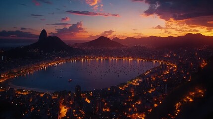 Obraz premium Aerial view of rio de janeiro at dusk