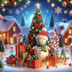 christmas tree with gifts and decorations