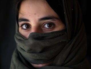 Naklejka premium Resilient refugee portraits human strength amid global crisis close-up view