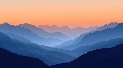 Fototapeta premium Dawn mountain ridges with misty valleys