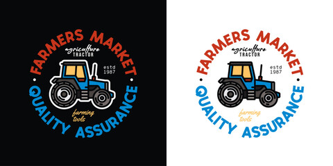 Original vector emblem. Tractor for agricultural and industrial purposes.