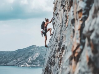 Challenging rock climbing adventure at armir outdoor sport scenic viewpoint