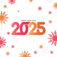 Happy new year 2025 colorful snowflakes background
