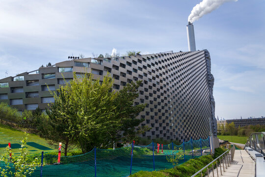 Energy&nbsp;plant with public recreational facility Amager Bakke in Copenhagen, Denmark, Amager Slope or Copenhill