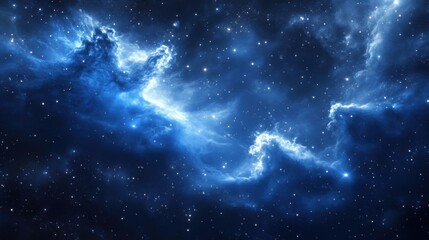 Ethereal blue smoke with stardust background