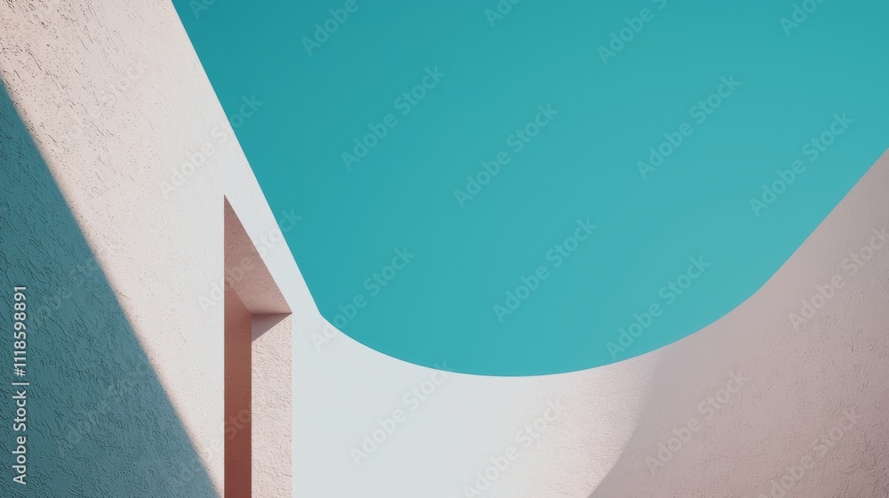 Aufkleber a minimalist architectural image featuring smooth curves and contrasting colors, creating a serene a