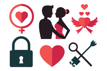 valentine's day vector set: hearts, couples, and love-themed graphics