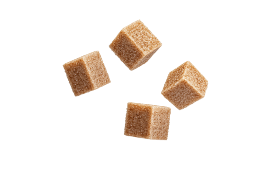 brown sugar cubes on a white background
