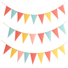 Fototapeta premium Indoor celebration themes colorful bunting graphic designs, red and yellow ribbons