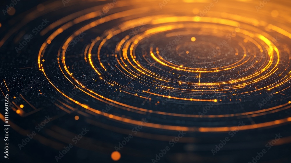 Poster abstract golden spirals on a dark background create a mesmerizing effect, evoking a sense of depth a