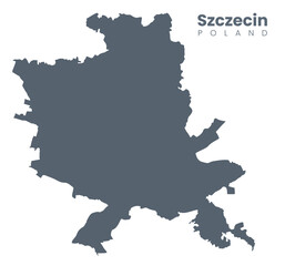 Vector Szczecin, Poland map. Urban city map. Poster with city silhouette.