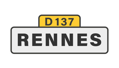 RENNES, D137, panneau entrée d'agglomération, (symbolique)