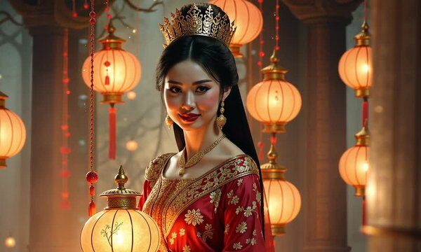 woman celebrating chinese new year gong xi fa cai