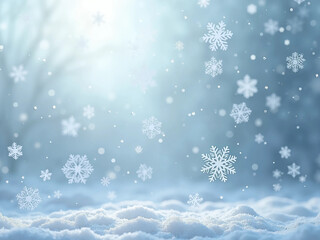 Naklejka premium 白銀の雪の結晶が空を舞う静かな冬の風景