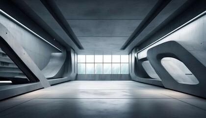 Naklejka premium futuristic industrial concrete interior design