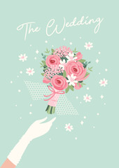 The Wedding. Vector illustration for marriage concept and other