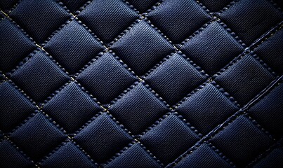 Fototapeta premium Dark navy blue quilted fabric with diamond pattern.
