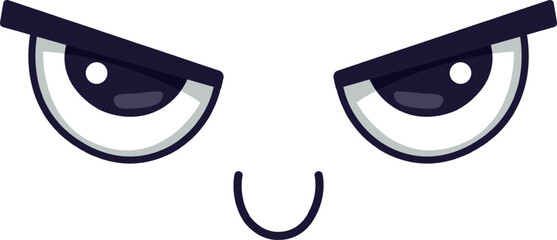 Cartoon face features narrowed eyes and a slight smile, conveying a passive aggressive expression, ideal for illustrating sarcasm, subtle anger, or mixed emotions