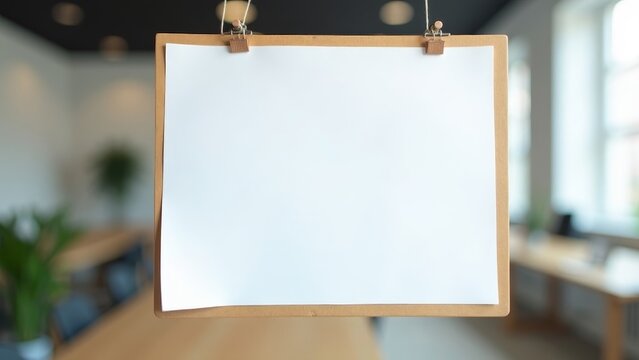 Blank Flip Chart in a Bright Office Setting with Copyspace for New Strategies