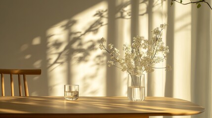 Sunlight Illuminates a Table with Delicate Flowers