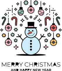 Merry Christmas and Happy New Year Vector File – Festive Holiday Design.