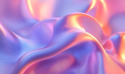 Fototapeta premium Abstract iridescent fluid, flowing, wavy, pastel, pink, purple, orange, smooth, shiny, texture background.