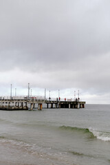 Clouds and Rain over the Black Sea, seagull, pier