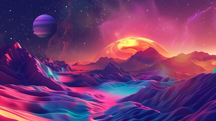 Fototapeta premium Abstract Water Droplets and Minimalist Landscapes in Surreal Digital Art Forms