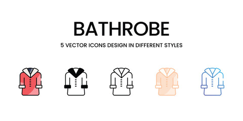 Bathrobe icons set in different style vector stock illustration