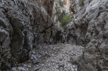 hiking trail in kritsa gorge 