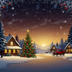 Naklejka premium Christmas night in the city