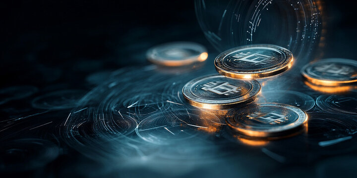 vibrant and futuristic image depicting the evolution of cryptocurrency through decentralized finance, blockchain technology, and Web3. The bright, neon-colored digital world highlights digital assets,